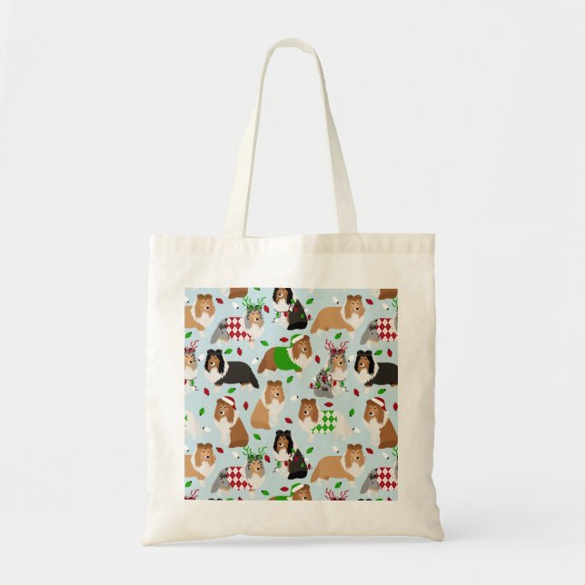 Christmas Sheltie Shetland Sheepdog Tote Bag (Front)