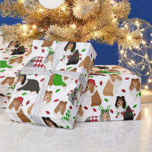 Christmas Sheltie Shetland Sheepdog Wrapping Paper