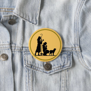 Christmas Shepherds Silhouette Button