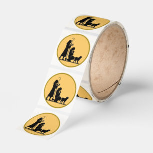 Christmas Shepherds Silhouette Classic Round Sticker