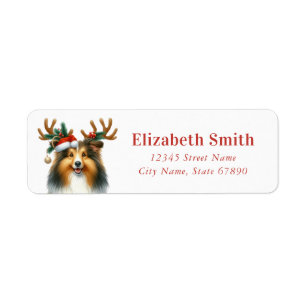 Christmas Shetland Sheepdog Return Address Labels