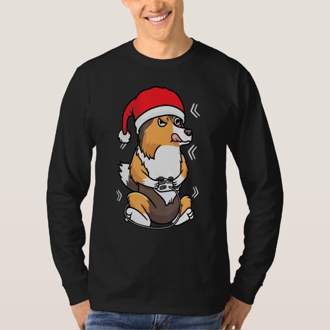 Christmas Shetland Sheepdog Sheltie Dog Gamer Vide T-Shirt (Front)