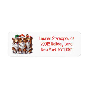 Christmas Shetland Sheepdogs Label