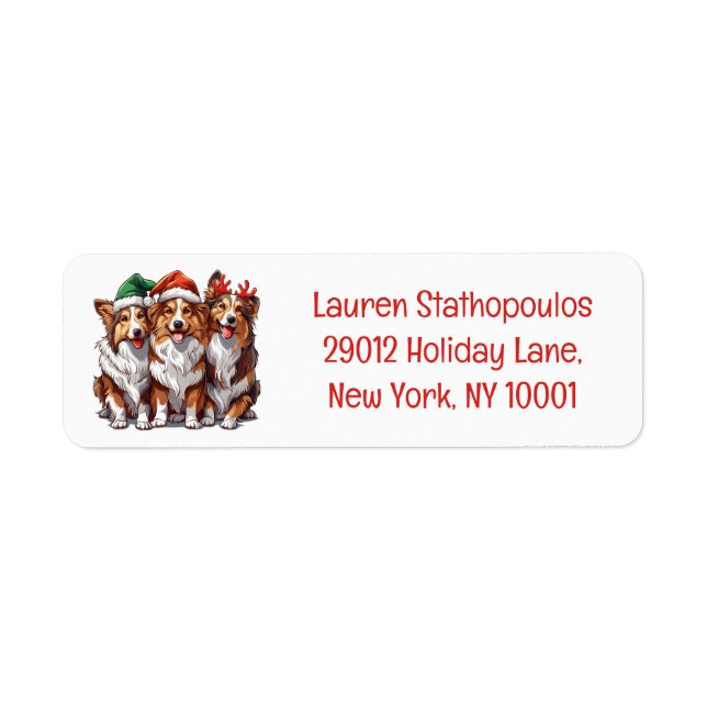 Christmas Shetland Sheepdogs Label (Front)