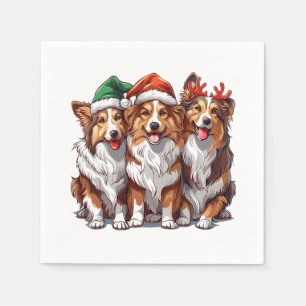 Christmas Shetland Sheepdogs Napkins