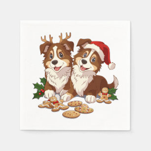 Christmas Shetland Sheepdogs Napkins