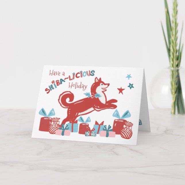 Christmas Shiba Inu Dog Holiday Joy Modern Retro (Front)