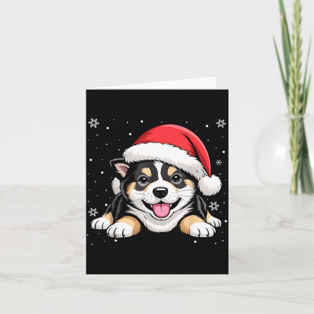 Christmas Shiba Inu Dog Wearing Santa Hat Pet Anim Card (Front)