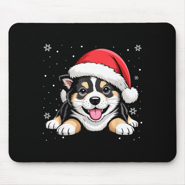 Christmas Shiba Inu Dog Wearing Santa Hat Pet Anim Mouse Pad (Front)