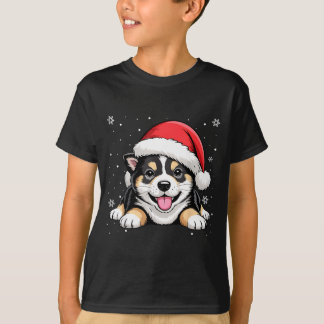 Christmas Shiba Inu Dog Wearing Santa Hat Pet Anim T-Shirt