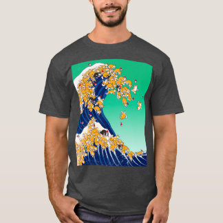 Christmas Shiba Inu in Great Wave T-Shirt