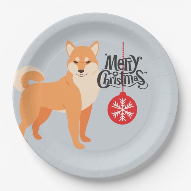 Christmas Shiba Inu Paper Plates (Front)