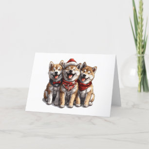 Christmas Shiba Inu Santa Dogs Holiday Card