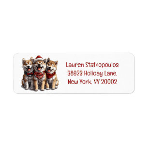 Christmas Shiba Inu Santa Dogs Label