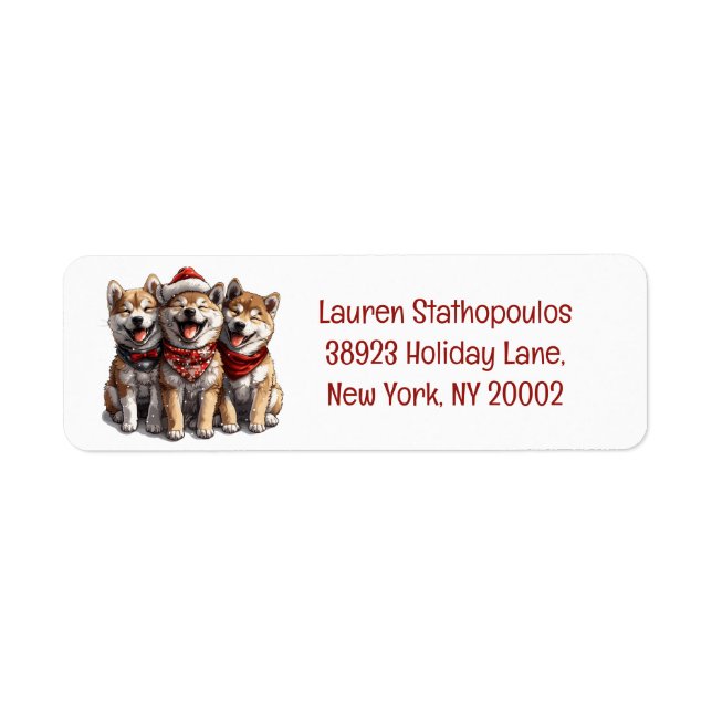 Christmas Shiba Inu Santa Dogs Label (Front)