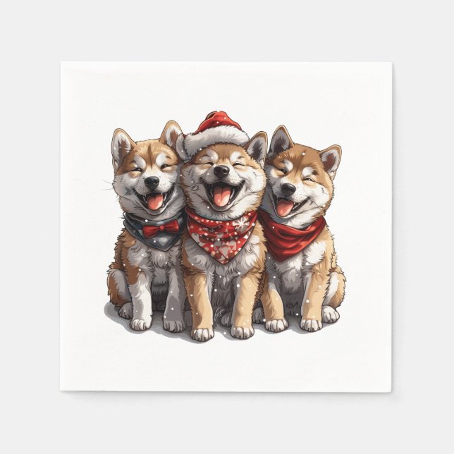 Christmas Shiba Inu Santa Dogs Napkins (Front)