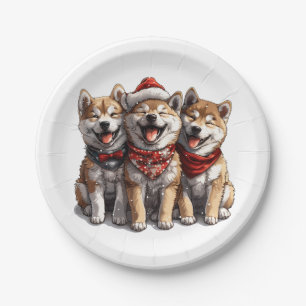 Christmas Shiba Inu Santa Dogs Paper Plates