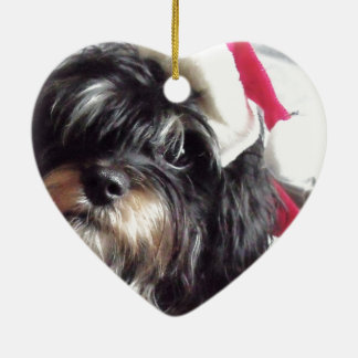 Christmas Shih Poo Ceramic Ornament