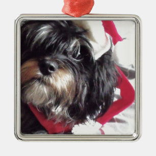 Christmas Shih Poo Metal Ornament