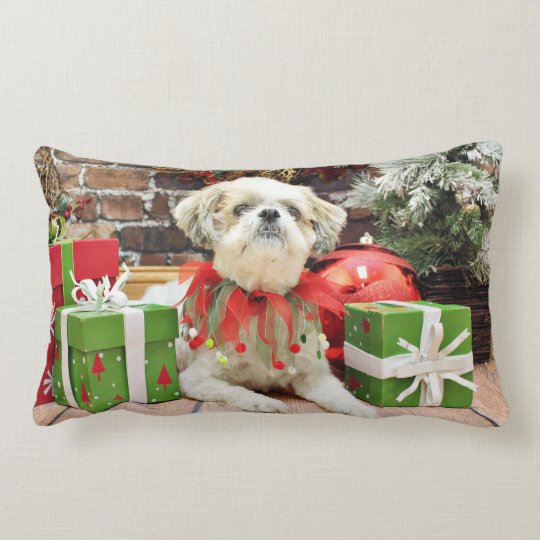 shih tzu christmas pillow