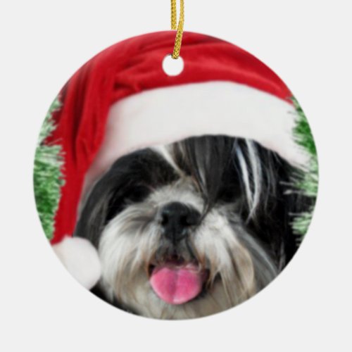 Christmas Shih Tzu Ceramic Ornament