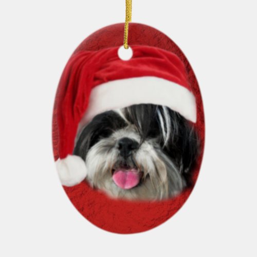 Christmas Shih Tzu Ceramic Ornament