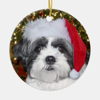 Christmas Shih Tzu Dog Ceramic Ornament