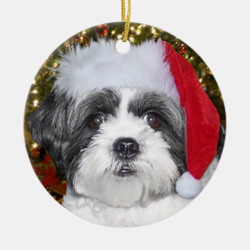 Christmas Shih Tzu Dog Ceramic Ornament