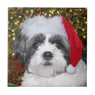 Christmas Shih Tzu Dog Ceramic Tile