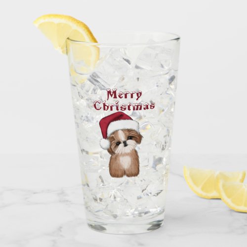 Christmas Shih Tzu Dog  Glass