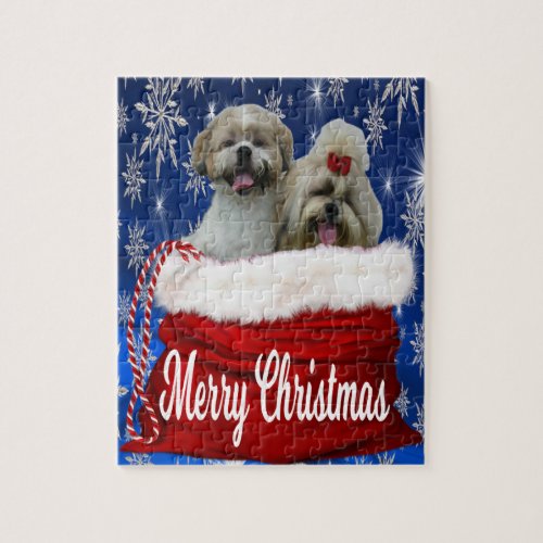 Christmas Shih tzu Dog Jigsaw Puzzle