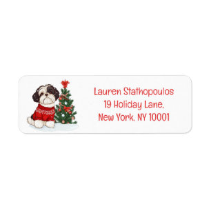 Christmas Shih Tzu Dog Label