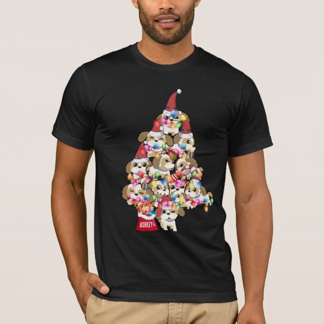 Christmas Shih tzu Dog Puppy Cute T-Shirt (Front)