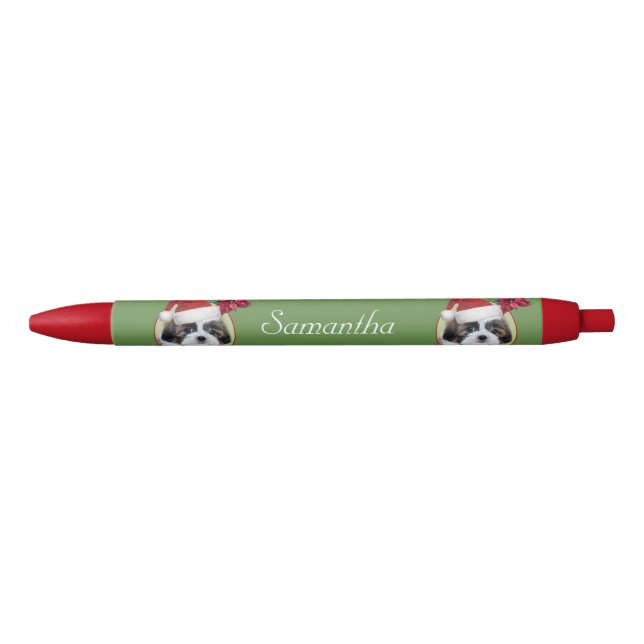 Christmas Shih Tzu dog Red personalized pen (Front)