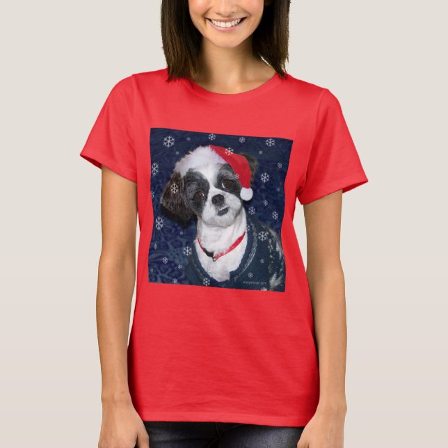 Christmas Shih Tzu Dog T-Shirt (Front)