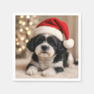 Christmas Shih Tzu Dog With Santa Hat Napkins