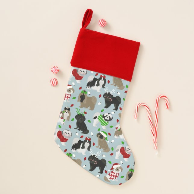Christmas Shih Tzu Dogs Christmas Stocking (Front)