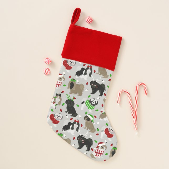 Christmas Shih Tzu Dogs Christmas Stocking (Front)