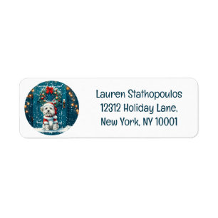 Christmas Shih Tzu Dogs Label