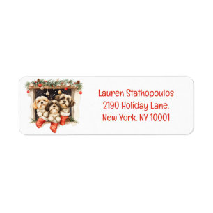 Christmas Shih Tzu Dogs Label