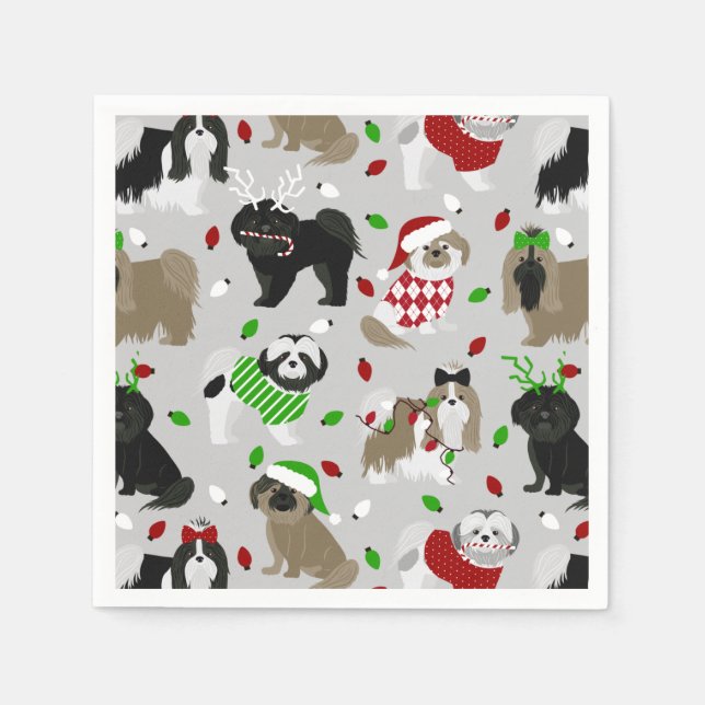 Christmas Shih Tzu Dogs Napkins (Front)