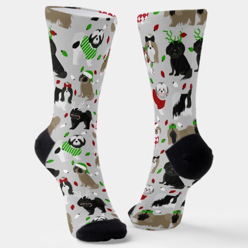 Christmas Shih Tzu Dogs Socks