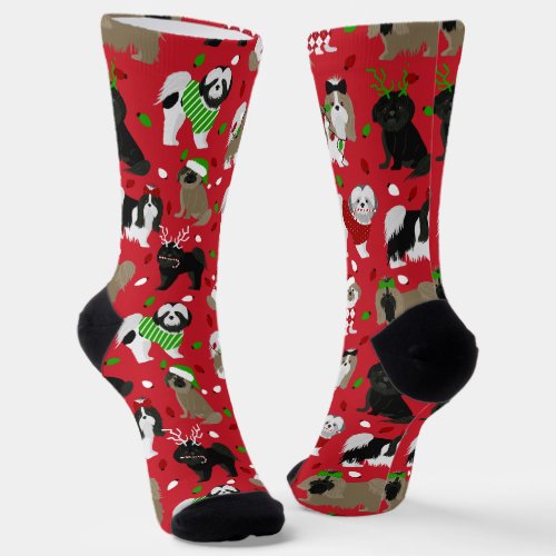 Christmas Shih Tzu Dogs Socks