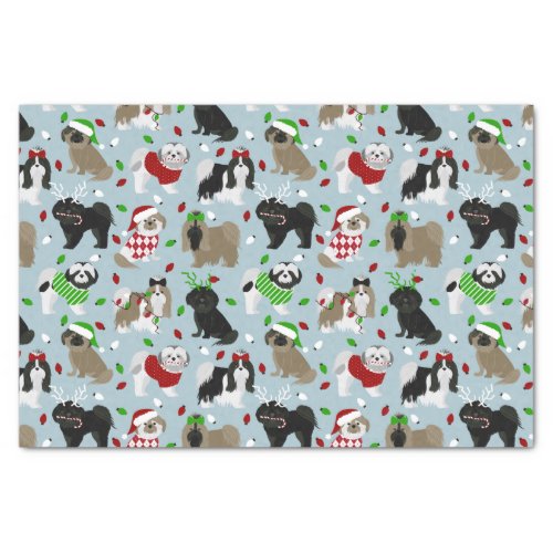 Christmas Shih Tzu Dogs Tissue Paper