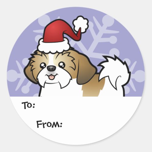 Christmas Shih Tzu Gift Tags puppy cut
