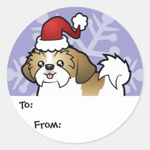Christmas Shih Tzu Gift Tags (puppy cut)