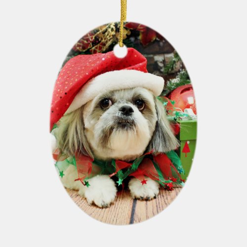 Christmas _ Shih Tzu _ Gizmo Ceramic Ornament