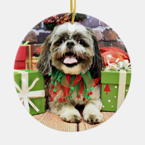 Christmas _ Shih Tzu _ Jake Ceramic Ornament