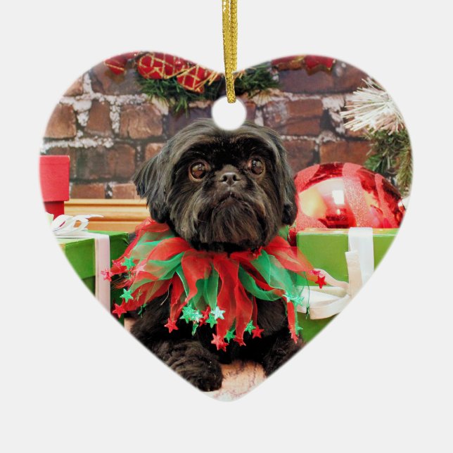 Christmas - Shih Tzu - Lily Ceramic Ornament (Front)