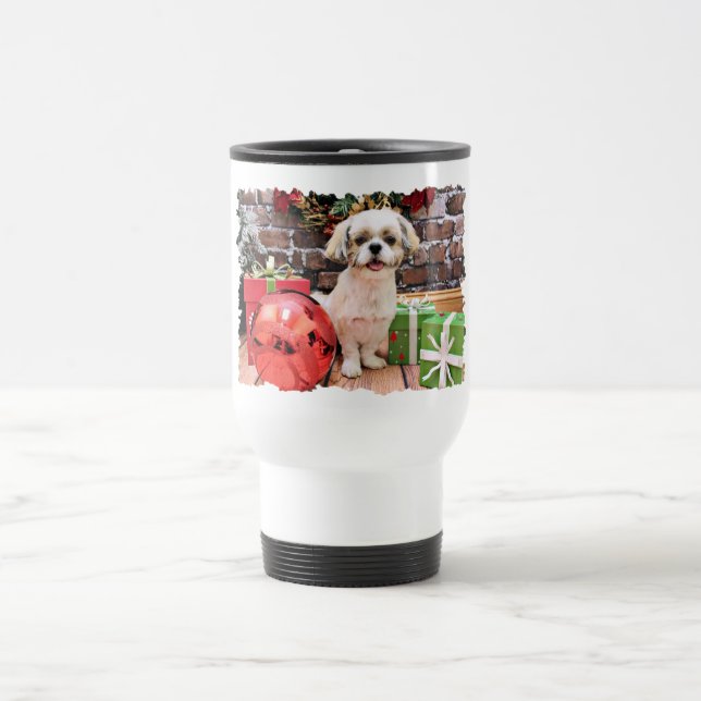 Christmas - Shih Tzu - Marley Travel Mug (Center)